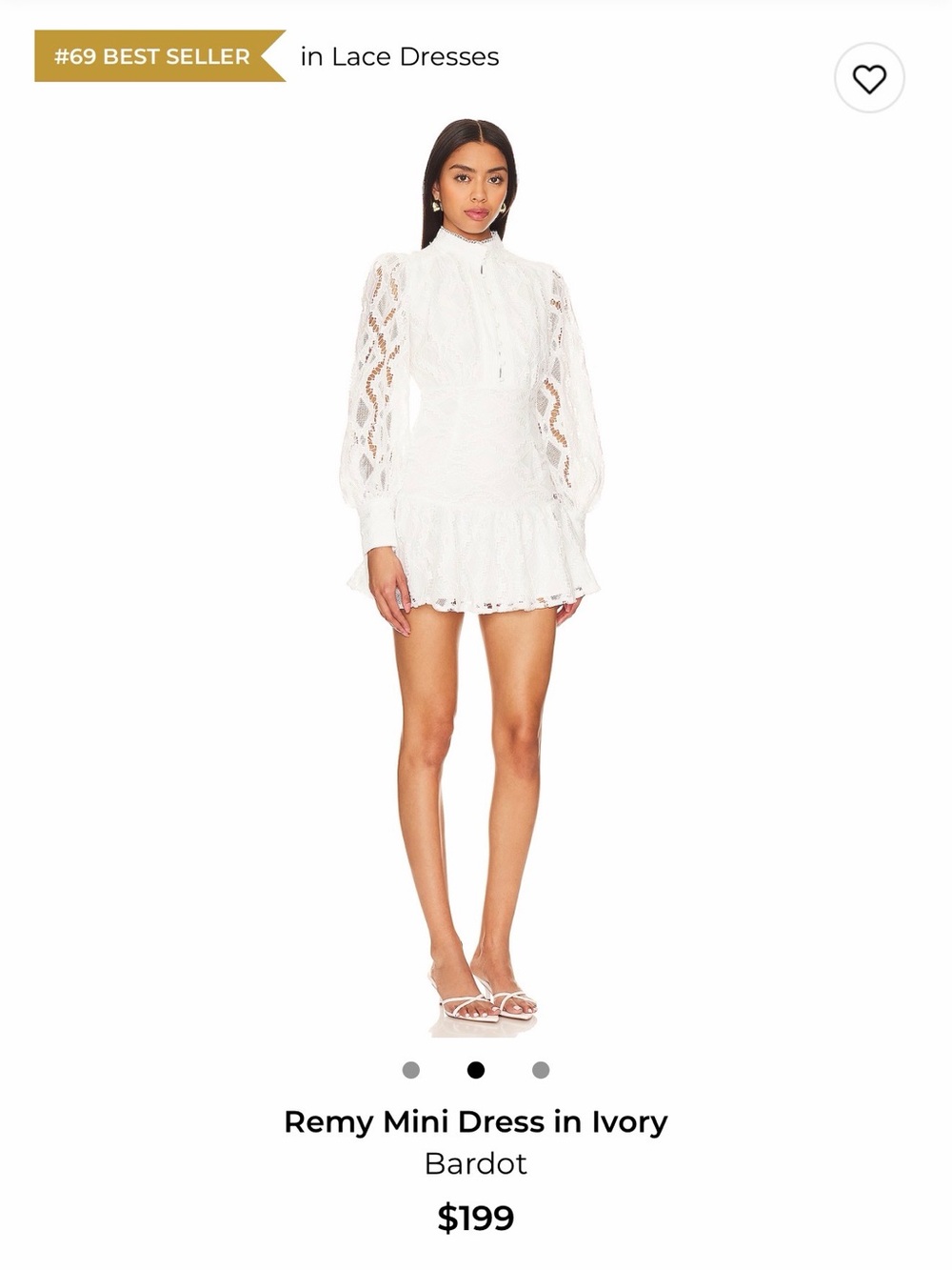 Bardot Remy Lace Mini Dress in Ivory